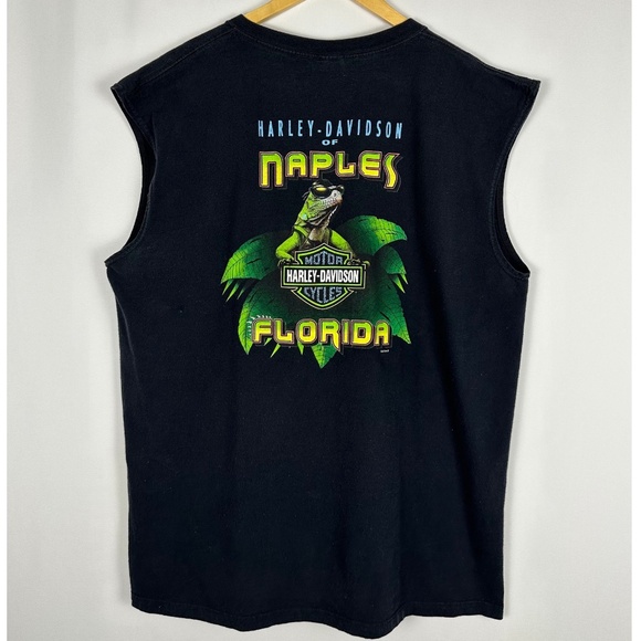 Vintage 2000’s Harley Davidson Sleeveless Reptile with Sunglasses Lizard - 2XL - Picture 1 of 7